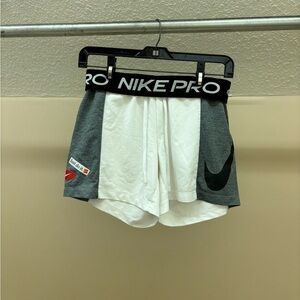 Nike Women's Athletic Shorts - Gray and White